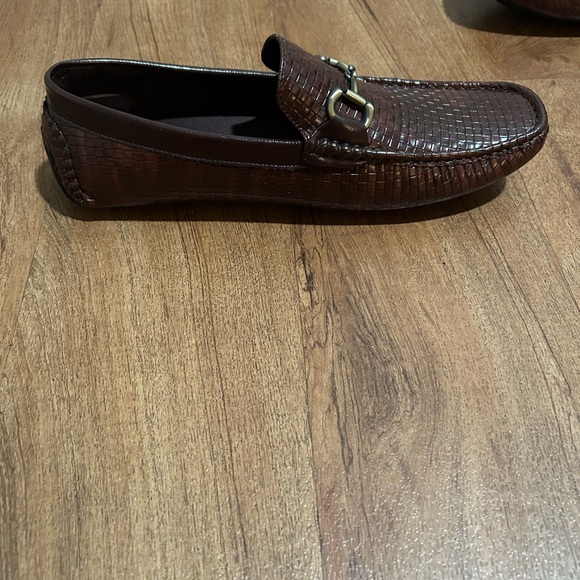David Stone Brown Men’s Size 10 Woven Faux Leather Horsebit Loafers Moccasins - Picture 5 of 10